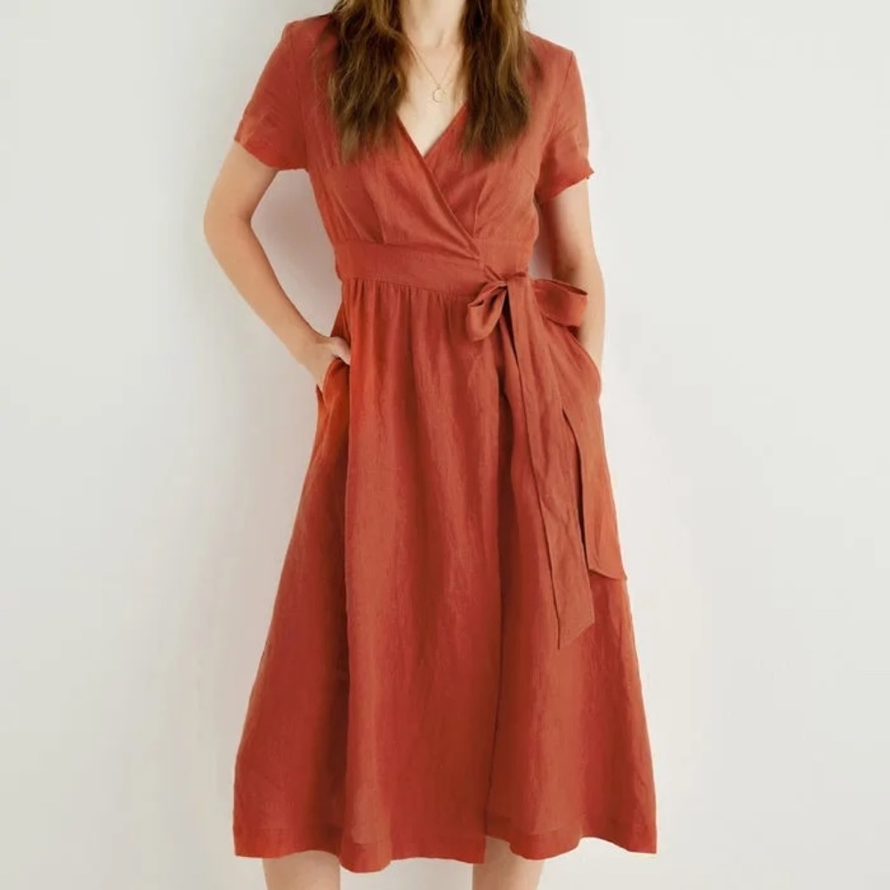 Grae Cove Kiki Linen Midi Wrap Dress